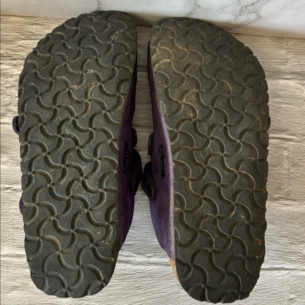 Birkenstock Birki's Dorian Purple Leather Crisscross Clogs Size 36 - Picture 13 of 13